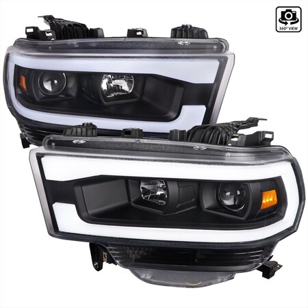 Spec-D Tuning 2500 PROJECTOR HEADLIGHTS MATTE BLACK HOUSING WITH CLEAR LENS, 2PK 2LHP-RAM1925JM-TM